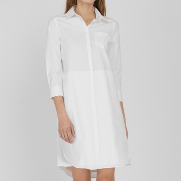 white layered shirt dress